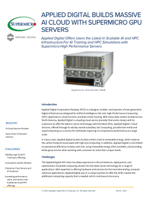 Applied Digital 使用 Supermicro AI 服务器